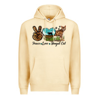 Pina Colada Peace Love Bengal Cat Premium Hoodie - LillyAllenDesigns