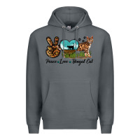 Rock Peace Love Bengal Cat Premium Hoodie - LillyAllenDesigns