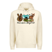 Sandshell Peace Love Bengal Cat Premium Hoodie - LillyAllenDesigns