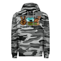 Slate Camo Peace Love Bengal Cat Premium Hoodie - LillyAllenDesigns