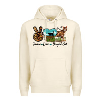Tofu Peace Love Bengal Cat Premium Hoodie - LillyAllenDesigns