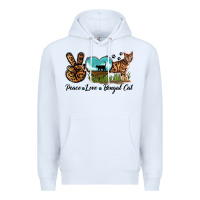 White Peace Love Bengal Cat Premium Hoodie - LillyAllenDesigns