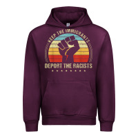 Mauve Wine keep the immigrants deport the racists Urban Hoodie - linhVisuals