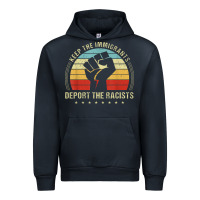 Navy keep the immigrants deport the racists Urban Hoodie - linhVisuals