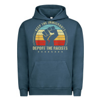 Pigment Midnight Navy keep the immigrants deport the racists Urban Hoodie - linhVisuals