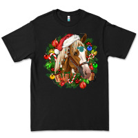 Black horse christmas wreath Premium Tee - CowGirlArtShop
