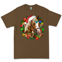 Cacao horse christmas wreath Premium Tee - CowGirlArtShop