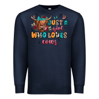 Navy just a girl who loves cows Premium Sweatshirt - JahusDesignShop