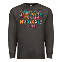 Smoke just a girl who loves cows Premium Sweatshirt - JahusDesignShop