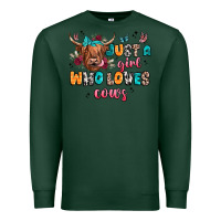 Sports Green just a girl who loves cows Premium Sweatshirt - JahusDesignShop