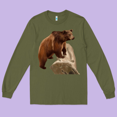 California Grizzly Bear Long Sleeve Tee Designed By Ranaportraitstore