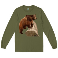 Army Green California Grizzly Bear Long Sleeve Tee - RanaPortraitStore