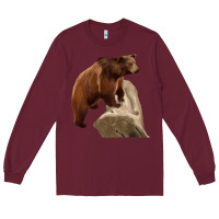 Burgundy California Grizzly Bear Long Sleeve Tee - RanaPortraitStore