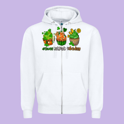 Sweet St Patricks Day Cupcake Zipper Hoodie Designed By Adodesignshop