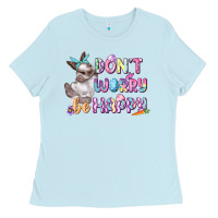 Baby Blue Don't worry be happy Easter Ladies Tee - CowGirlArtShop