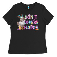 Black Don't worry be happy Easter Ladies Tee - CowGirlArtShop