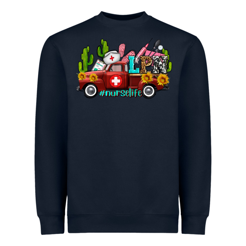 Lpn Nurse Truck With Cactus And Sunflowers Heavyweight Sweatshirt by AdoDesignShop | Teevron