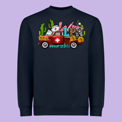 Lpn Nurse Truck With Cactus And Sunflowers Heavyweight Sweatshirt Designed By Adodesignshop