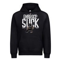 Black EMBRACE THE SUCK VINTAGE Urban Hoodie - linhVisuals
