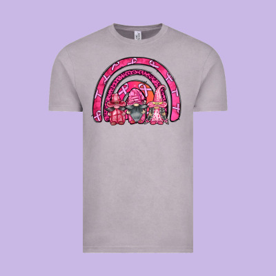 Breast Cancer Rainbow Gnomes Vintage Tee Designed By Fadigitalartstudio