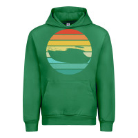 Emerald boat t  shirt boat trip silhouette on a distressed retro sunset produc Urban Hoodie - linhVisuals