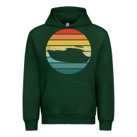 Forest Green boat t  shirt boat trip silhouette on a distressed retro sunset produc Urban Hoodie - linhVisuals