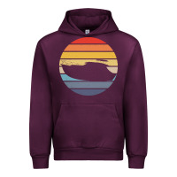 Mauve Wine boat t  shirt boat trip silhouette on a distressed retro sunset produc Urban Hoodie - linhVisuals