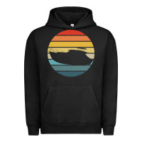 Pigment Black boat t  shirt boat trip silhouette on a distressed retro sunset produc Urban Hoodie - linhVisuals