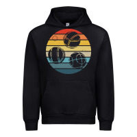Black bocce ball t  shirt bocce ball silhouette on a distressed retro sunset Urban Hoodie - linhVisuals