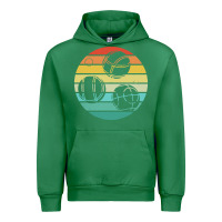 Emerald bocce ball t  shirt bocce ball silhouette on a distressed retro sunset Urban Hoodie - linhVisuals