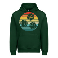 Forest Green bocce ball t  shirt bocce ball silhouette on a distressed retro sunset Urban Hoodie - linhVisuals
