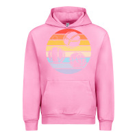 Fuchsia Pink bocce ball t  shirt bocce ball silhouette on a distressed retro sunset Urban Hoodie - linhVisuals