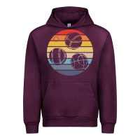 Mauve Wine bocce ball t  shirt bocce ball silhouette on a distressed retro sunset Urban Hoodie - linhVisuals