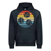 Navy bocce ball t  shirt bocce ball silhouette on a distressed retro sunset Urban Hoodie - linhVisuals