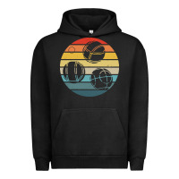 Pigment Black bocce ball t  shirt bocce ball silhouette on a distressed retro sunset Urban Hoodie - linhVisuals