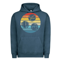 Pigment Midnight Navy bocce ball t  shirt bocce ball silhouette on a distressed retro sunset Urban Hoodie - linhVisuals