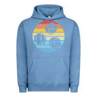 Pigment Pebble Blue bocce ball t  shirt bocce ball silhouette on a distressed retro sunset Urban Hoodie - linhVisuals