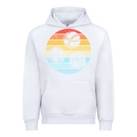 White bocce ball t  shirt bocce ball silhouette on a distressed retro sunset Urban Hoodie - linhVisuals