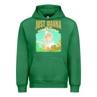 Pommeranian T  Shirt Dog Owner, Just Wanna Pet My Pommeranian & Drink Urban Hoodie | Teevron