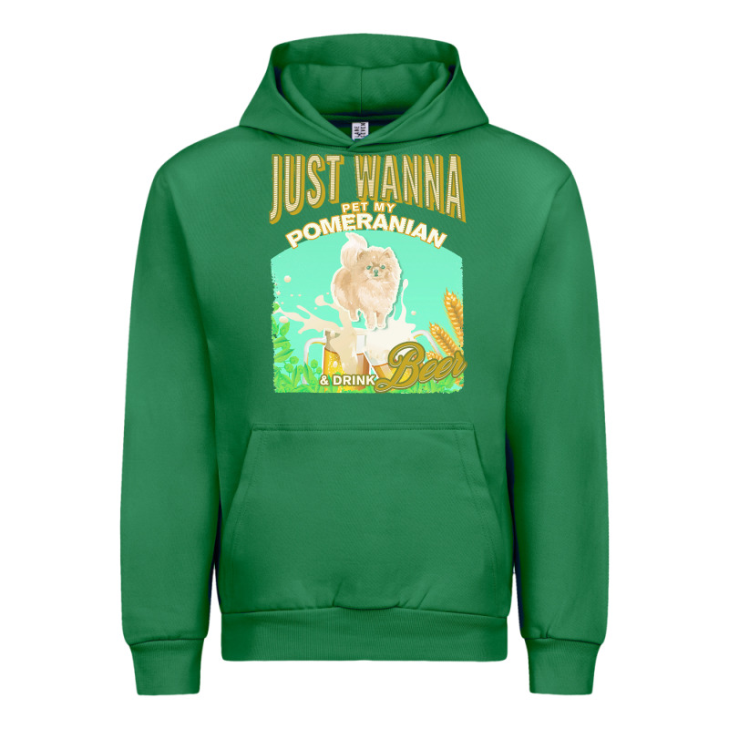 Pommeranian T  Shirt Dog Owner, Just Wanna Pet My Pommeranian & Drink Urban Hoodie by linhVisuals | Teevron
