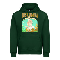 Forest Green pommeranian t  shirt dog owner, just wanna pet my pommeranian & drink Urban Hoodie - linhVisuals
