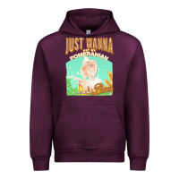 Mauve Wine pommeranian t  shirt dog owner, just wanna pet my pommeranian & drink Urban Hoodie - linhVisuals