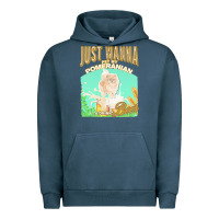Pigment Midnight Navy pommeranian t  shirt dog owner, just wanna pet my pommeranian & drink Urban Hoodie - linhVisuals