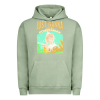 Pigment Oil Green pommeranian t  shirt dog owner, just wanna pet my pommeranian & drink Urban Hoodie - linhVisuals
