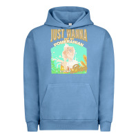 Pigment Pebble Blue pommeranian t  shirt dog owner, just wanna pet my pommeranian & drink Urban Hoodie - linhVisuals
