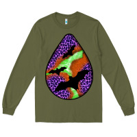 Army Green halloween bat  teardrop Long Sleeve Tee - BundleAndBundleShop
