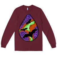 Burgundy halloween bat  teardrop Long Sleeve Tee - BundleAndBundleShop