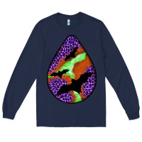 Navy halloween bat  teardrop Long Sleeve Tee - BundleAndBundleShop