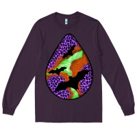 Plum halloween bat  teardrop Long Sleeve Tee - BundleAndBundleShop