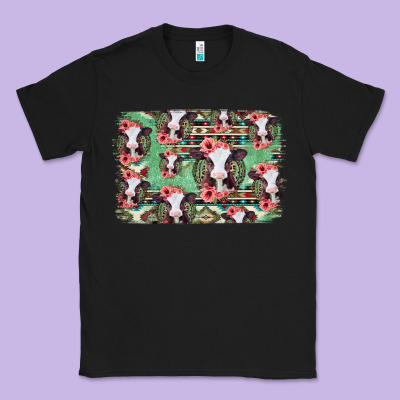 Baby Cow Floral Aztec Background Classic Tee Designed By Jasminsmagicworld